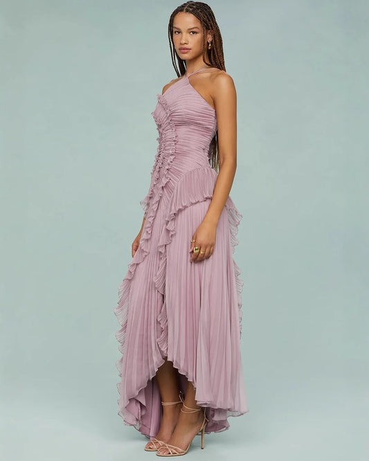 Rosalie Pleated Halter Gown